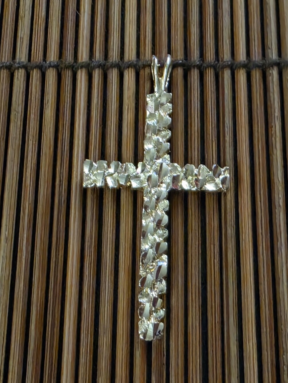 14k Gold Nugget Yellow Gold Cross Pendant (Vintage)